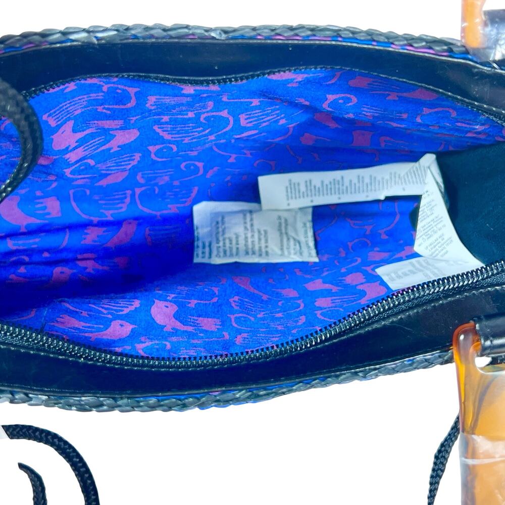Vans Beach Bird Purse Multi-Colored Straw Purse With Tortoise Resin Handles New - Picture 7 of 10